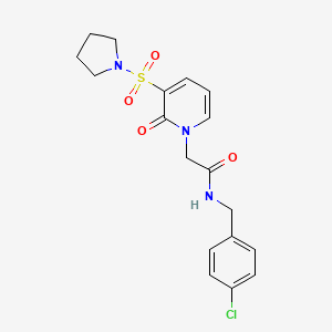 molecular formula C18H20ClN3O4S B2973801 N-[(4-chlorophenyl)methyl]-2-[2-oxo-3-(pyrrolidine-1-sulfonyl)-1,2-dihydropyridin-1-yl]acetamide CAS No. 1251608-82-8