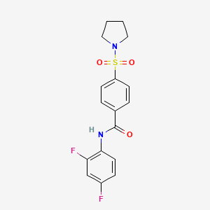 molecular formula C17H16F2N2O3S B2973806 N-(2,4-DIFLUOROPHENYL)-4-(PYRROLIDINE-1-SULFONYL)BENZAMIDE CAS No. 313528-79-9