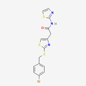 B2973840 2-(2-((4-bromobenzyl)thio)thiazol-4-yl)-N-(thiazol-2-yl)acetamide CAS No. 953957-37-4