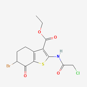 molecular formula C13H13BrClNO4S B2973846 Ethyl 6-bromo-2-[(chloroacetyl)amino]-7-oxo-4,5,6,7-tetrahydro-1-benzothiophene-3-carboxylate CAS No. 128811-92-7