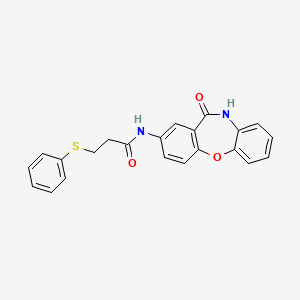molecular formula C22H18N2O3S B2973920 N-(11-oxo-10,11-dihydrodibenzo[b,f][1,4]oxazepin-2-yl)-3-(phenylthio)propanamide CAS No. 1207043-22-8