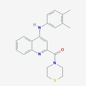 molecular formula C22H23N3OS B2973921 N-(3,4-dimethylphenyl)-2-(thiomorpholine-4-carbonyl)quinolin-4-amine CAS No. 1226447-86-4