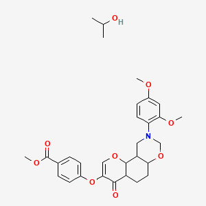 molecular formula C30H31NO9 B2973977 methyl 4-{[9-(2,4-dimethoxyphenyl)-4-oxo-4H,8H,9H,10H-chromeno[8,7-e][1,3]oxazin-3-yl]oxy}benzoate; propan-2-ol CAS No. 1216440-00-4