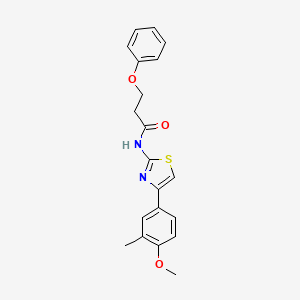 molecular formula C20H20N2O3S B2974004 N-[4-(4-methoxy-3-methylphenyl)-1,3-thiazol-2-yl]-3-phenoxypropanamide CAS No. 361168-12-9