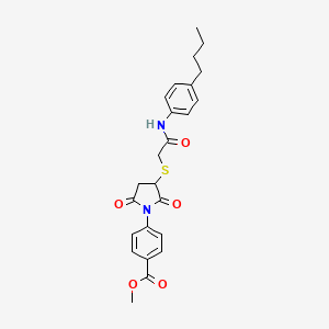 molecular formula C24H26N2O5S B2974011 METHYL 4-[3-({[(4-BUTYLPHENYL)CARBAMOYL]METHYL}SULFANYL)-2,5-DIOXOPYRROLIDIN-1-YL]BENZOATE CAS No. 714262-70-1