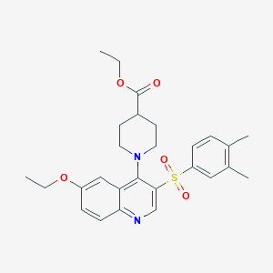 molecular formula C27H32N2O5S B2974065 ethyl 1-[3-(3,4-dimethylbenzenesulfonyl)-6-ethoxyquinolin-4-yl]piperidine-4-carboxylate CAS No. 897758-79-1