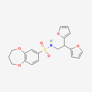 molecular formula C19H19NO6S B2974084 N-[2,2-bis(furan-2-yl)ethyl]-3,4-dihydro-2H-1,5-benzodioxepine-7-sulfonamide CAS No. 2319873-53-3