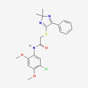 molecular formula C21H22ClN3O3S B2974103 N-(5-chloro-2,4-dimethoxyphenyl)-2-[(2,2-dimethyl-5-phenyl-2H-imidazol-4-yl)sulfanyl]acetamide CAS No. 899918-30-0