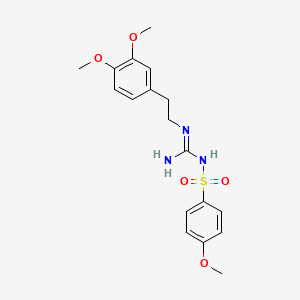 molecular formula C18H23N3O5S B2974172 N'-[2-(3,4-dimethoxyphenyl)ethyl]-N-(4-methoxybenzenesulfonyl)guanidine CAS No. 869075-68-3
