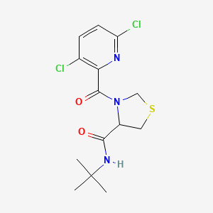 molecular formula C14H17Cl2N3O2S B2974192 N-tert-butyl-3-(3,6-dichloropyridine-2-carbonyl)-1,3-thiazolidine-4-carboxamide CAS No. 1385474-47-4