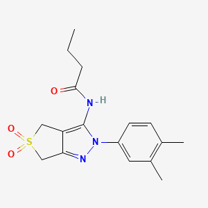 molecular formula C17H21N3O3S B2974208 N-[2-(3,4-dimethylphenyl)-5,5-dioxo-2H,4H,6H-5lambda6-thieno[3,4-c]pyrazol-3-yl]butanamide CAS No. 681267-14-1