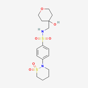 molecular formula C16H24N2O6S2 B2974245 4-(1,1-dioxo-1lambda6,2-thiazinan-2-yl)-N-[(4-hydroxyoxan-4-yl)methyl]benzene-1-sulfonamide CAS No. 1421585-26-3