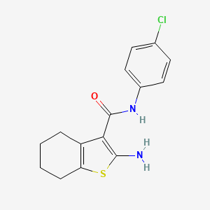 molecular formula C15H15ClN2OS B2974266 2-amino-N-(4-chlorophenyl)-4,5,6,7-tetrahydro-1-benzothiophene-3-carboxamide 