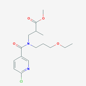 molecular formula C16H23ClN2O4 B2974279 methyl 3-[1-(6-chloropyridin-3-yl)-N-(3-ethoxypropyl)formamido]-2-methylpropanoate CAS No. 1356779-02-6