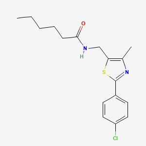 molecular formula C17H21ClN2OS B2974285 N-{[2-(4-chlorophenyl)-4-methyl-1,3-thiazol-5-yl]methyl}hexanamide CAS No. 866018-53-3