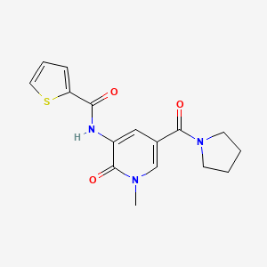 molecular formula C16H17N3O3S B2974316 N-(1-methyl-2-oxo-5-(pyrrolidine-1-carbonyl)-1,2-dihydropyridin-3-yl)thiophene-2-carboxamide CAS No. 1206995-86-9