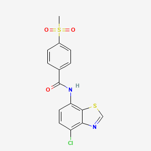 molecular formula C15H11ClN2O3S2 B2974342 N-(4-chloro-1,3-benzothiazol-7-yl)-4-methanesulfonylbenzamide CAS No. 946322-11-8
