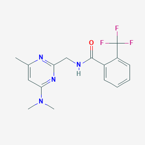 molecular formula C16H17F3N4O B2974360 N-{[4-(dimethylamino)-6-methylpyrimidin-2-yl]methyl}-2-(trifluoromethyl)benzamide CAS No. 1797662-45-3