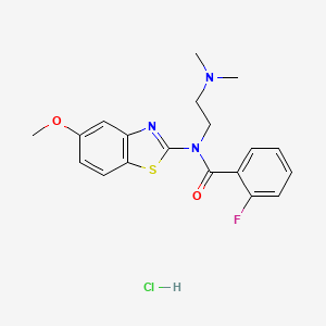 molecular formula C19H21ClFN3O2S B2974400 N-(2-(dimethylamino)ethyl)-2-fluoro-N-(5-methoxybenzo[d]thiazol-2-yl)benzamide hydrochloride CAS No. 1321908-34-2