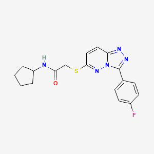 molecular formula C18H18FN5OS B2974428 N-cyclopentyl-2-((3-(4-fluorophenyl)-[1,2,4]triazolo[4,3-b]pyridazin-6-yl)thio)acetamide CAS No. 852374-06-2