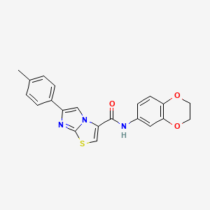 molecular formula C21H17N3O3S B2974461 N-(2,3-dihydro-1,4-benzodioxin-6-yl)-6-(4-methylphenyl)imidazo[2,1-b][1,3]thiazole-3-carboxamide CAS No. 1049370-93-5