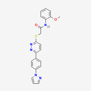 molecular formula C22H19N5O2S B2974470 N-(2-methoxyphenyl)-2-({6-[4-(1H-pyrazol-1-yl)phenyl]pyridazin-3-yl}sulfanyl)acetamide CAS No. 1004185-35-6