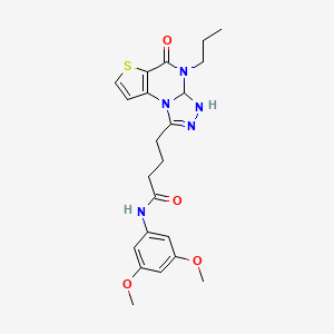molecular formula C22H25N5O4S B2974490 N-(3,5-dimethoxyphenyl)-4-{7-oxo-8-propyl-5-thia-1,8,10,11-tetraazatricyclo[7.3.0.0^{2,6}]dodeca-2(6),3,9,11-tetraen-12-yl}butanamide CAS No. 892767-79-2