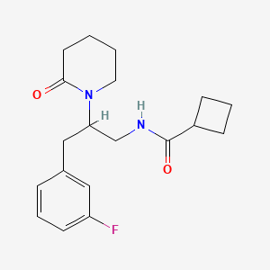 molecular formula C19H25FN2O2 B2974493 N-[3-(3-Fluorophenyl)-2-(2-oxopiperidin-1-YL)propyl]cyclobutanecarboxamide CAS No. 1421467-73-3