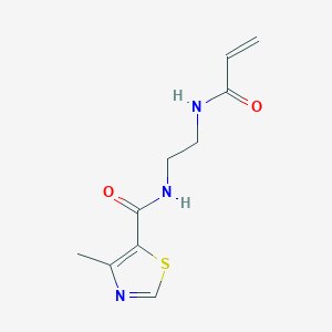 molecular formula C10H13N3O2S B2974496 N-{2-[(4-methyl-1,3-thiazol-5-yl)formamido]ethyl}prop-2-enamide CAS No. 2094370-53-1
