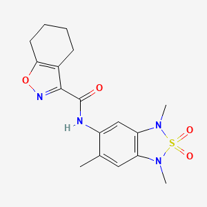 molecular formula C17H20N4O4S B2974517 N-(1,3,6-trimethyl-2,2-dioxido-1,3-dihydrobenzo[c][1,2,5]thiadiazol-5-yl)-4,5,6,7-tetrahydrobenzo[d]isoxazole-3-carboxamide CAS No. 2034235-60-2