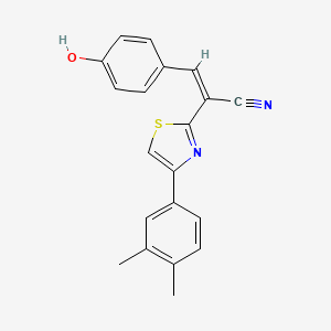 molecular formula C20H16N2OS B2974521 (Z)-2-(4-(3,4-dimethylphenyl)thiazol-2-yl)-3-(4-hydroxyphenyl)acrylonitrile CAS No. 476669-40-6