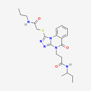 molecular formula C21H28N6O3S B2974540 N-(butan-2-yl)-3-(5-oxo-1-{[(propylcarbamoyl)methyl]sulfanyl}-4H,5H-[1,2,4]triazolo[4,3-a]quinazolin-4-yl)propanamide CAS No. 1112407-21-2