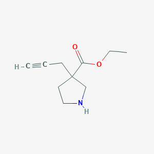 molecular formula C10H15NO2 B2974575 Ethyl 3-prop-2-ynylpyrrolidine-3-carboxylate CAS No. 2243508-12-3