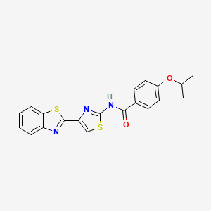 molecular formula C20H17N3O2S2 B2974643 N-(4-(benzo[d]thiazol-2-yl)thiazol-2-yl)-4-isopropoxybenzamide CAS No. 477486-64-9