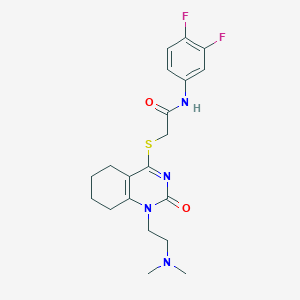 molecular formula C20H24F2N4O2S B2974665 N-(3,4-difluorophenyl)-2-((1-(2-(dimethylamino)ethyl)-2-oxo-1,2,5,6,7,8-hexahydroquinazolin-4-yl)thio)acetamide CAS No. 941979-63-1