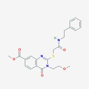 Methyl 3-(2-methoxyethyl)-4-oxo-2-((2-oxo-2-(phenethylamino)ethyl)thio)-3,4-dihydroquinazoline-7-carboxylate