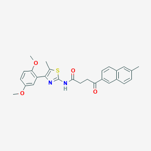 molecular formula C27H26N2O4S B297467 N-[4-(2,5-dimethoxyphenyl)-5-methyl-1,3-thiazol-2-yl]-4-(6-methyl-2-naphthyl)-4-oxobutanamide 