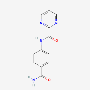 molecular formula C12H10N4O2 B2974688 N-(4-carbamoylphenyl)pyrimidine-2-carboxamide CAS No. 1251709-80-4