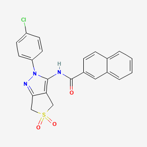 B2974701 N-[2-(4-chlorophenyl)-5,5-dioxo-4,6-dihydrothieno[3,4-c]pyrazol-3-yl]naphthalene-2-carboxamide CAS No. 681266-71-7