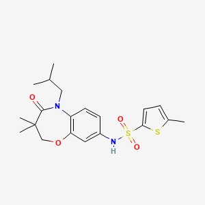 molecular formula C20H26N2O4S2 B2974702 N-(5-isobutyl-3,3-dimethyl-4-oxo-2,3,4,5-tetrahydrobenzo[b][1,4]oxazepin-8-yl)-5-methylthiophene-2-sulfonamide CAS No. 922124-93-4