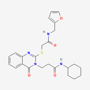 molecular formula C24H28N4O4S B2974705 N-cyclohexyl-3-{2-[({[(furan-2-yl)methyl]carbamoyl}methyl)sulfanyl]-4-oxo-3,4-dihydroquinazolin-3-yl}propanamide CAS No. 422280-94-2
