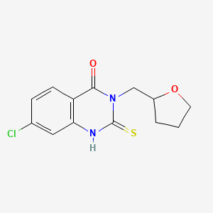 molecular formula C13H13ClN2O2S B2974736 7-Chloro-3-(oxolan-2-ylmethyl)-2-sulfanyl-3,4-dihydroquinazolin-4-one CAS No. 851169-53-4
