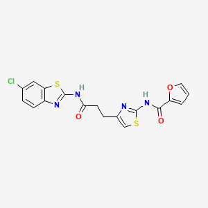 molecular formula C18H13ClN4O3S2 B2974786 N-(4-(3-((6-chlorobenzo[d]thiazol-2-yl)amino)-3-oxopropyl)thiazol-2-yl)furan-2-carboxamide CAS No. 1040655-21-7