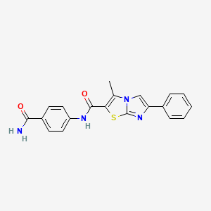 molecular formula C20H16N4O2S B2974792 N-(4-carbamoylphenyl)-3-methyl-6-phenylimidazo[2,1-b][1,3]thiazole-2-carboxamide CAS No. 852133-71-2