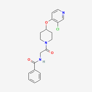 molecular formula C19H20ClN3O3 B2974823 N-(2-(4-((3-chloropyridin-4-yl)oxy)piperidin-1-yl)-2-oxoethyl)benzamide CAS No. 2034430-38-9