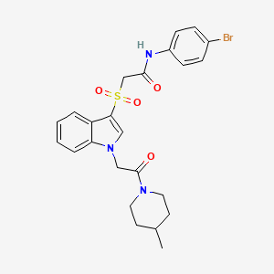 molecular formula C24H26BrN3O4S B2974848 N-(4-bromophenyl)-2-((1-(2-(4-methylpiperidin-1-yl)-2-oxoethyl)-1H-indol-3-yl)sulfonyl)acetamide CAS No. 878059-56-4