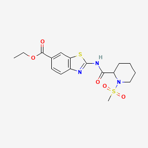molecular formula C17H21N3O5S2 B2974857 ethyl 2-(1-methanesulfonylpiperidine-2-amido)-1,3-benzothiazole-6-carboxylate CAS No. 1214837-34-9