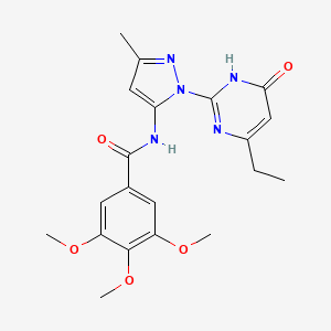 molecular formula C20H23N5O5 B2974858 N-(1-(4-ethyl-6-oxo-1,6-dihydropyrimidin-2-yl)-3-methyl-1H-pyrazol-5-yl)-3,4,5-trimethoxybenzamide CAS No. 1004389-34-7