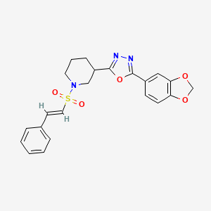 (E)-2-(benzo[d][1,3]dioxol-5-yl)-5-(1-(styrylsulfonyl)piperidin-3-yl)-1,3,4-oxadiazole