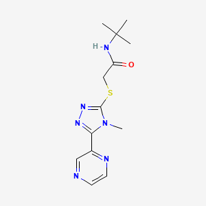 molecular formula C13H18N6OS B2974900 N-tert-Butyl-2-{[4-methyl-5-(pyrazin-2-yl)-4H-1,2,4-triazol-3-yl]sulfanyl}acetamide CAS No. 731788-61-7